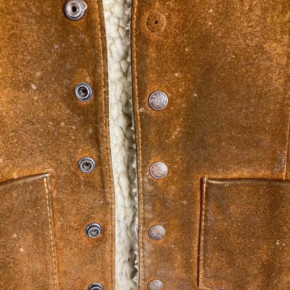 Vintage 70s 80s Trucker Vest Men's Sz 46 shearling Fur lined Suede leather AS IS - Picture 6 of 11